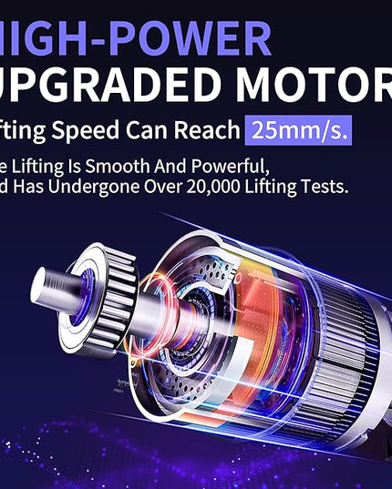 JOISCOPE 55 Inch Electric Standing Adjustable Height Desk with Double Drawer, Home Office Computer Gaming Desk with Storage Shelf and Power Outlets, Sit Stand Desk, White - LeafyLoom