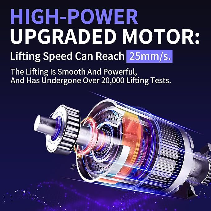 JOISCOPE 55 Inch Electric Standing Adjustable Height Desk with Double Drawer, Home Office Computer Gaming Desk with Storage Shelf and Power Outlets, Sit Stand Desk, White - LeafyLoom