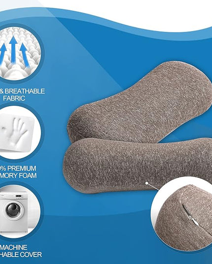 JEMA Memory Foam Lumbar Support Pillow for Office Chair, Car, Bed, for Lower Back Pain Relief, Great as Lumbar Pillow, Under Knee Pillow, Leg Rest Pillow, Headrest - LeafyLoom