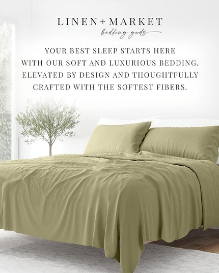 Linen Market Bed Sheets for King Size Bed (Sage) - Sleep Better Than Ever with These Soft and Cooling King Sheets - Deep Pocket Fits 16" Thick Beds - 4 Piece King Sheet Set - LeafyLoom