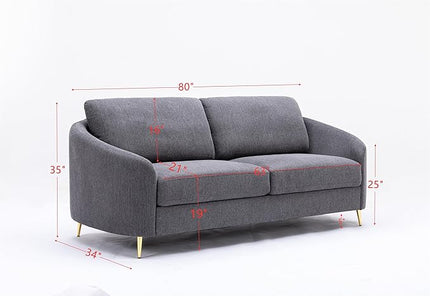 Living Room Furniture Sets, Sofa Couch Modern with Scooped Armrest/legs, Upholstered Linen 3-seat, Loveseat and Armchair with Removable Cushions for Bedroom, Apartment, Grey-v97 - LeafyLoom