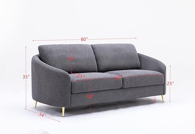Living Room Furniture Sets, Sofa Couch Modern with Scooped Armrest/legs, Upholstered Linen 3-seat, Loveseat and Armchair with Removable Cushions for Bedroom, Apartment, Grey-v97 - LeafyLoom