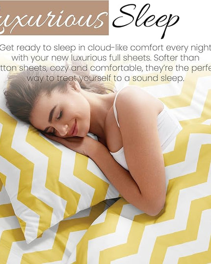 Linen Market 4 Piece Full Bedding Sheet Set (Yellow Arrow) - Sleep Better Than Ever with These Ultra-Soft & Cooling Bed Sheets for Your Full Size Bed - Deep Pocket Fits 16" Mattress - LeafyLoom