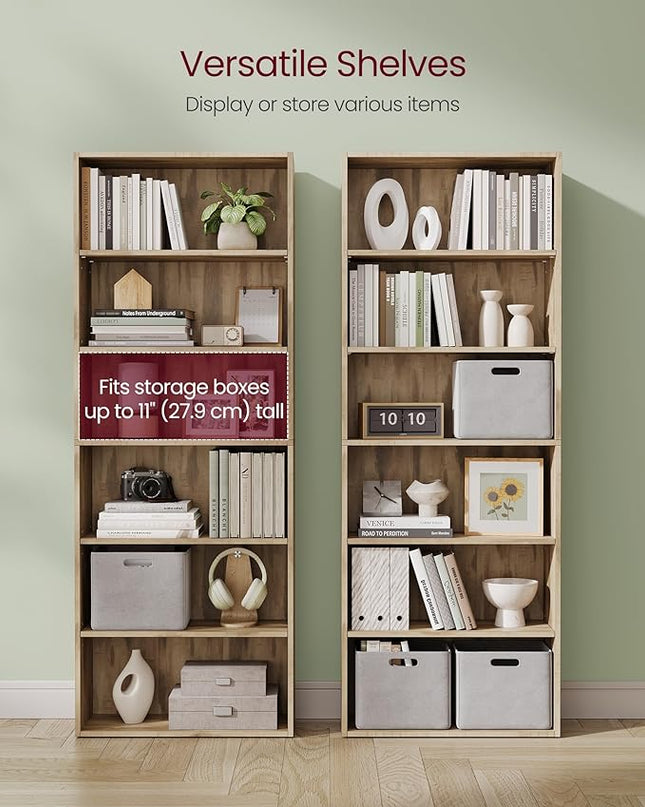 VASAGLE Bookshelf, 23.6 Inches Wide, 6-Tier Open Bookcase with Adjustable Storage Shelves, Floor Standing Unit, Camel Brown ULBC166T50 - LeafyLoom