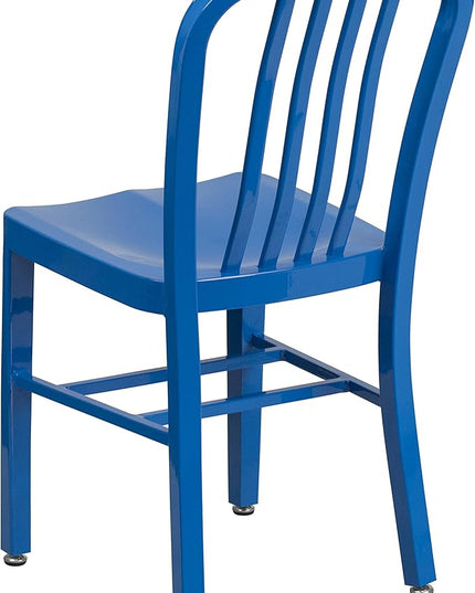 Flash Furniture Gael Commercial Grade 2 Pack Blue Metal Indoor-Outdoor Chair - LeafyLoom