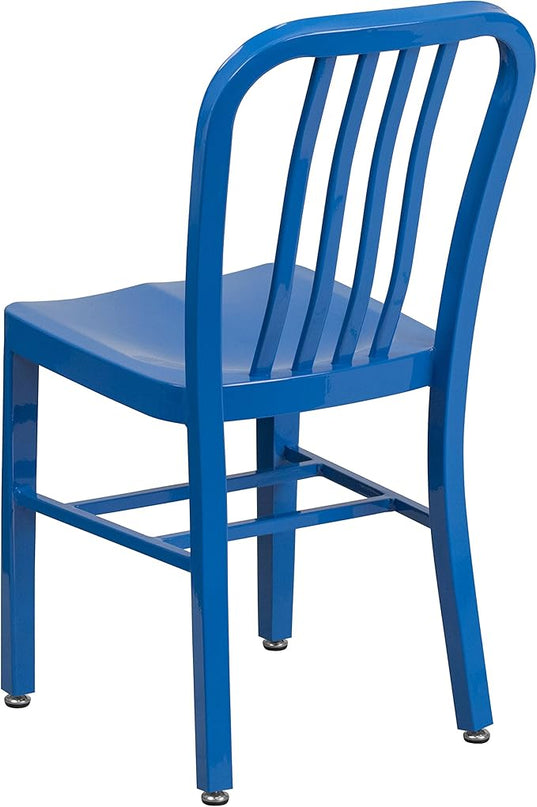Flash Furniture Gael Commercial Grade 2 Pack Blue Metal Indoor-Outdoor Chair - LeafyLoom