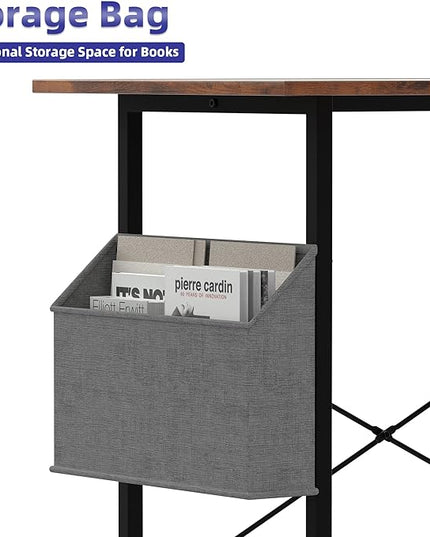 Pamray 47 Inch Computer Desk for Small Spaces with Storage Bag, Home Office Work Desk with Headphone Hook, Small Office Desk Study Writing Table - LeafyLoom