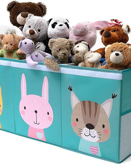 Extra Large Toy Storage Organizer with Lid - Sturdy, Collapsible Toy Chest Storage Box with Cute Design - Toys Bin with Dividers for Kids, Boys, Girls, Nursery, Bedroom, Play room 37"x16"x14" - LeafyLoom