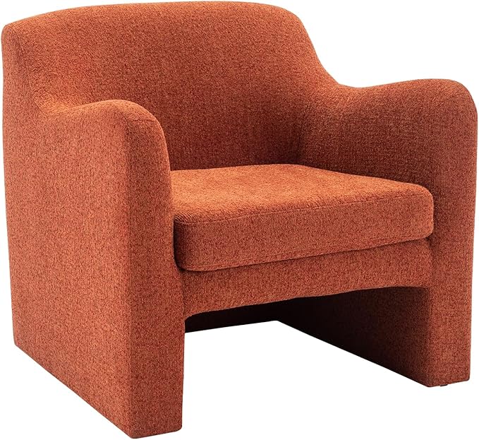 COLAMY Modern Accent Chair for Living Room,Living Room Chair,Soft Padded Armchair with Back,Comfy Lamb Wool Fabric Accent Chair with Back, Red - LeafyLoom