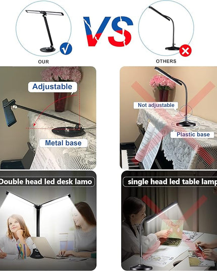 NUNET LED Desk Lamps for Home Office,Piano Lamp for Upright Piano,NULED Rotatable Aluminum Desk Lamp with USB Charging Port,Eye-Caring Reading Light/3 Lighting Modes/Brightness diammable Lamp,Silver - LeafyLoom