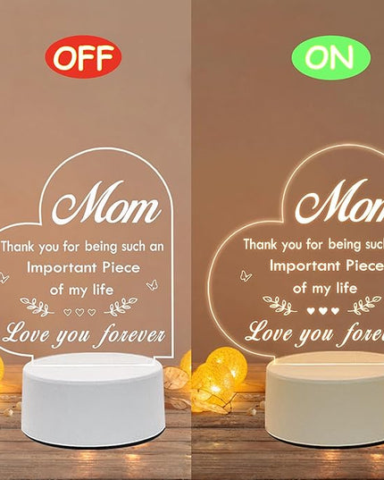 Mom Gifts, Gifts for Mom from Daughter Son - Acrylic Night Light, Mom Birthday Gifts, Best Mom Ever Gifts, Mothers Day Christmas Valentines Day Gifts for Mom - LeafyLoom
