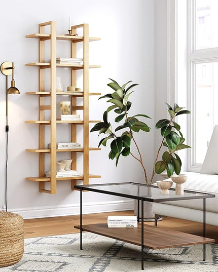 Nathan James Floating Wall Book Shelves, 3-Tier Display Shelf, Decorative Modular Shelf in Solid Wood for Bedroom, Nursery, Bathroom or Kitchen, Set of 2 - LeafyLoom