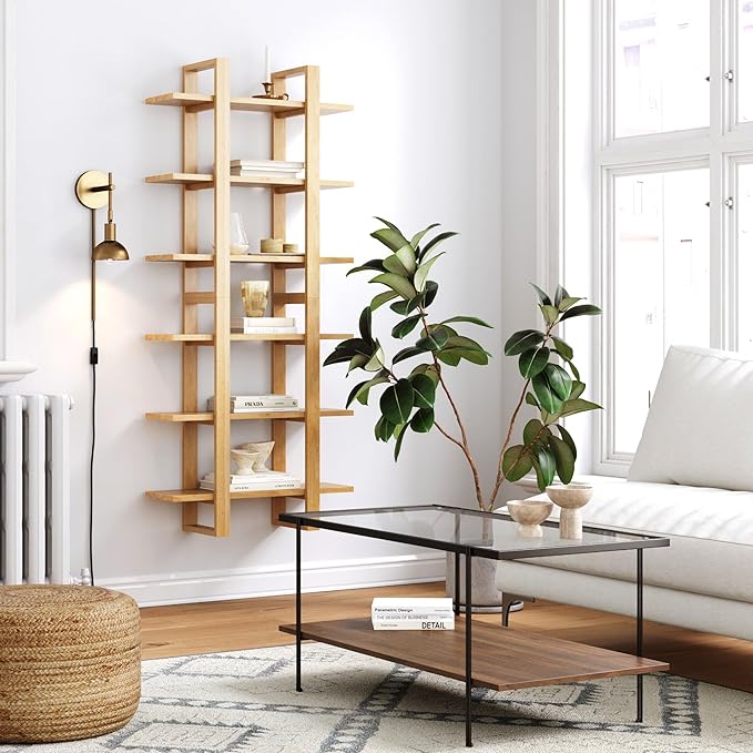 Nathan James Floating Wall Book Shelves, 3-Tier Display Shelf, Decorative Modular Shelf in Solid Wood for Bedroom, Nursery, Bathroom or Kitchen, Set of 2 - LeafyLoom