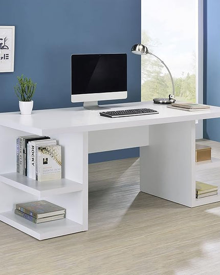 Coaster Home Furnishings Alice Writing Desk White with Open Shelves - LeafyLoom
