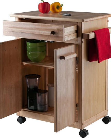Winsome Wood Kitchen Cart, Natural, Single Drawer (82027) - LeafyLoom