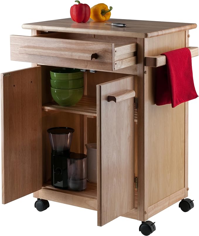 Winsome Wood Kitchen Cart, Natural, Single Drawer (82027) - LeafyLoom