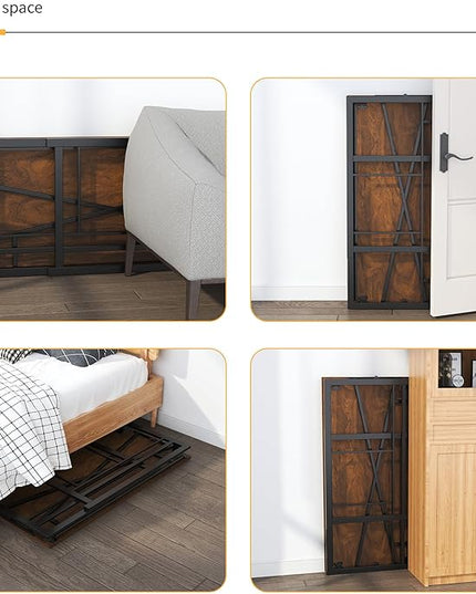 Folding Computer Desk 40 inch Writing Gaming Computer Camping Desk, No Assembly Required Home Office Table, Mahogany - LeafyLoom