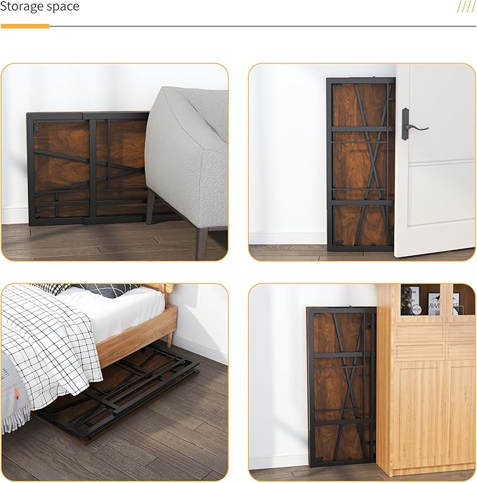 Folding Computer Desk 40 inch Writing Gaming Computer Camping Desk, No Assembly Required Home Office Table, Mahogany - LeafyLoom