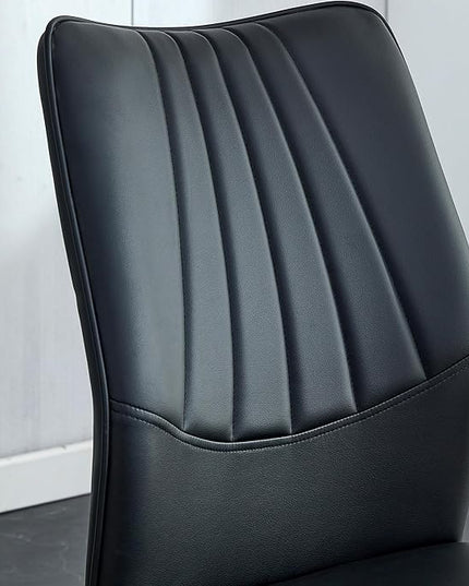 NicBex Dining Chairs Set of 4 Modern Faux Leather High Back Dining Chair Dining Room Kitchen Chairs with Golden Metal Legs,Chairs for Dining Room, Kitchen,Living Room, and Restaurants,Black - LeafyLoom