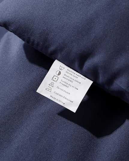 ROSGONIA Comforter Full Size for Boys Teen Girls Navy Blue, 3pcs (1 Blue Comforter & 2 Pillowcases), Lightweight Dorm Bedding Soft All Season Bed Set - LeafyLoom
