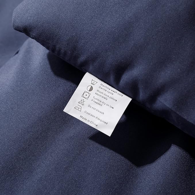 ROSGONIA Comforter Full Size for Boys Teen Girls Navy Blue, 3pcs (1 Blue Comforter & 2 Pillowcases), Lightweight Dorm Bedding Soft All Season Bed Set - LeafyLoom