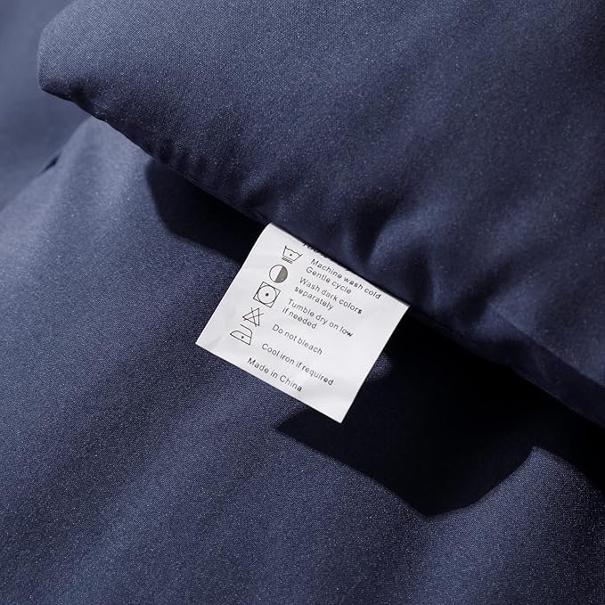 ROSGONIA Navy Blue Comforter Set Queen, 3pcs (1 Boho Blue Comforter & 2 Pillowcases) All Season Soft Bedding Lightweight Bedspread Blanket Quilt - LeafyLoom