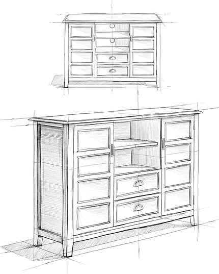 SIMPLIHOME Burlington SOLID WOOD Universal TV Media Stand, 54 inch Wide, Traditional, Living Room Entertainment Center with Storage, for Flat Screen TVs up to 60 inches in Mahogany Brown - LeafyLoom