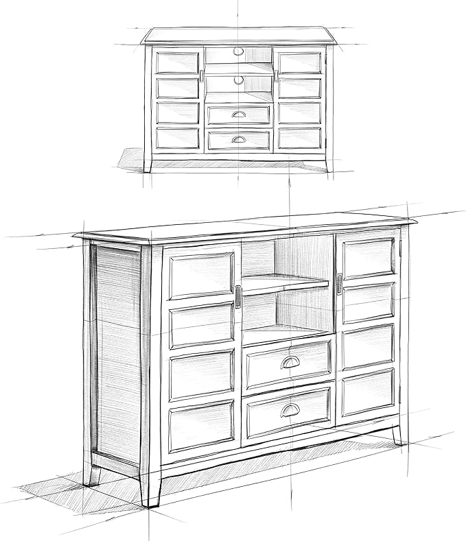 SIMPLIHOME Burlington SOLID WOOD Universal TV Media Stand, 54 inch Wide, Traditional, Living Room Entertainment Center with Storage, for Flat Screen TVs up to 60 inches in Mahogany Brown - LeafyLoom