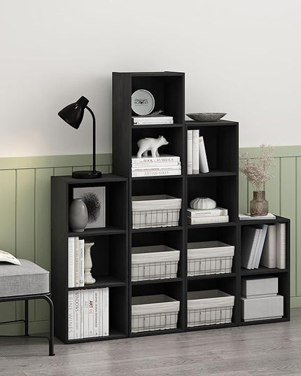 Furinno Luder Bookcase / Book / Storage, 5-Tier Cube, Blackwood - LeafyLoom