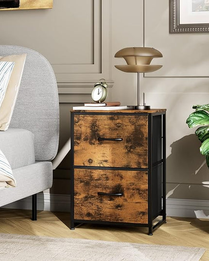 Nicehill Nightstand, Nightstand for Bedroom with Drawers, Small Dresser with Drawers, Bedside Table Bedside Furniture, Night Stand End Table with Storage Drawers for Bedroom, Rustic Brown - LeafyLoom
