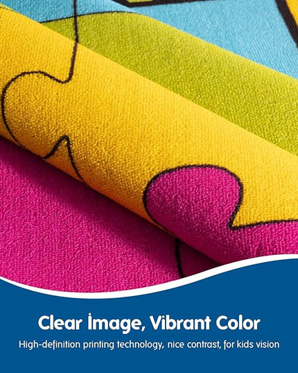 Booooom Jackson Large Classroom Rug Colorful Puzzle Classroom Carpet 7'5"x13'Area Rug with Non-Slip Backing School Classroom Seating Carpet Elementary(shense-4023) - LeafyLoom