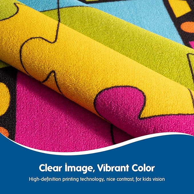 Booooom Jackson Large Classroom Rug Colorful Puzzle Classroom Carpet 7'5"x13'Area Rug with Non-Slip Backing School Classroom Seating Carpet Elementary(shense-4023) - LeafyLoom