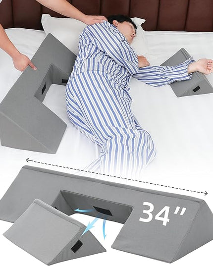 34" Wedge Pillow for Side Sleeping,Training for Side Sleeping with Detachable Small Wedge Pillow,Positioning Wedge for Side Sleeper,Back Support,Reducing Snoring,Preventing Bedsores - LeafyLoom
