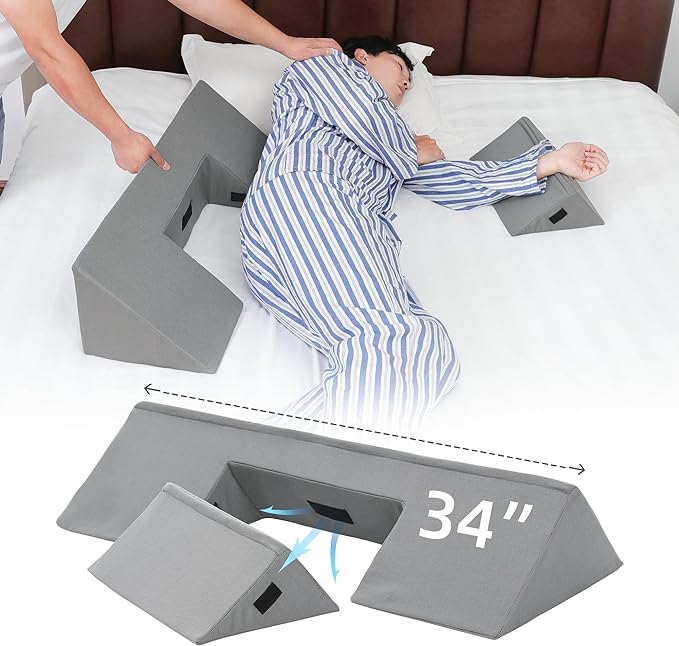 34" Wedge Pillow for Side Sleeping,Training for Side Sleeping with Detachable Small Wedge Pillow,Positioning Wedge for Side Sleeper,Back Support,Reducing Snoring,Preventing Bedsores - LeafyLoom