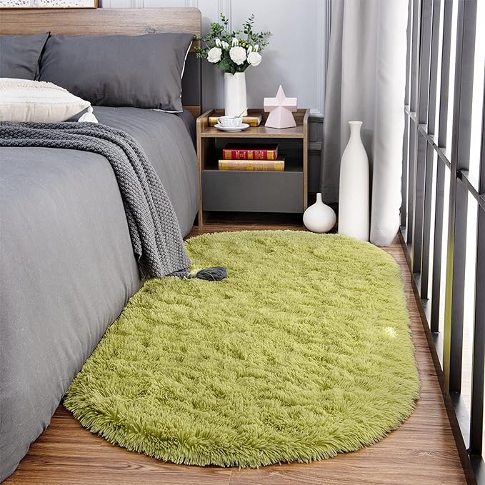 Noahas Ultra Soft Fluffy Bedroom Rugs Kids Room Carpet Modern Shaggy Area Rugs Home Decor 2.6' X 5.3', Green - LeafyLoom