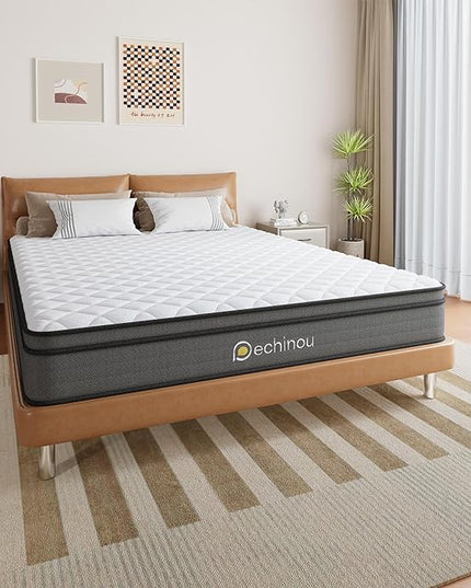 8 INCH Queen Size Mattress, Queen Mattress with Gel Memory Foam and Spring, Breathable Hybrid Mattress in a Box for a Cool & Peaceful Sleep, Strong Edge & Medium Firm Support, CertiPUR-US - LeafyLoom