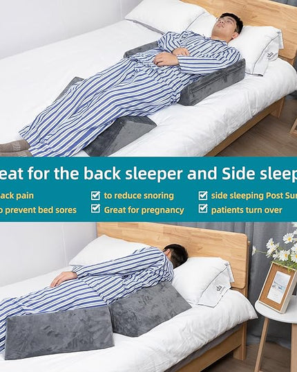 Bed Wedges & Body Positioners for Elderly (3 in 1),40 Degree Triangle Wedges for Bed Positioning,Triangle Pillow for After Surgery, Wedges for Bedsores,Wedge Pillow for Positioning - LeafyLoom
