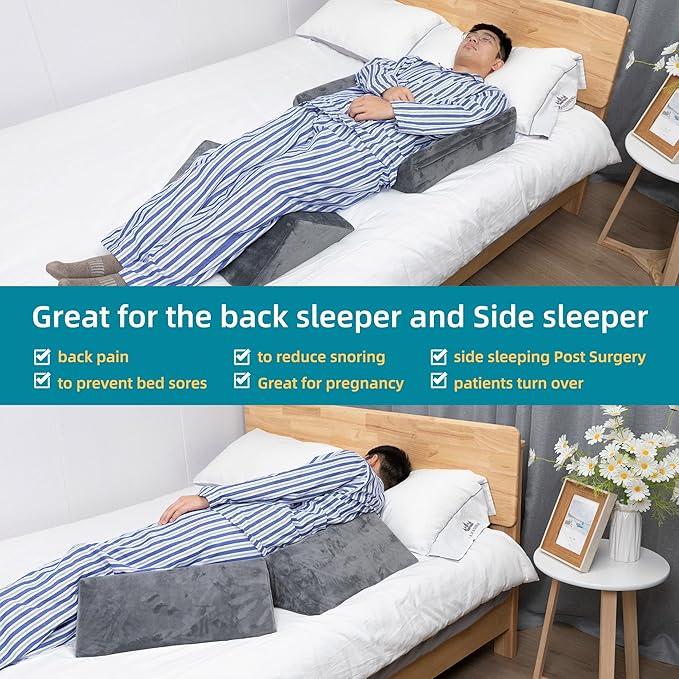 Bed Wedges & Body Positioners for Elderly (3 in 1),40 Degree Triangle Wedges for Bed Positioning,Triangle Pillow for After Surgery, Wedges for Bedsores,Wedge Pillow for Positioning - LeafyLoom