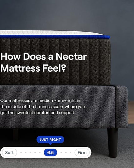 Nectar Premier Copper Cal King 14” Mattress with Bed Frame & Headboard - Grey - Medium Firm Gel Memory Foam - Triple Action Cooling - 365-Night Trial - Forever Warranty - Easy Assembly - 8” Legs - LeafyLoom