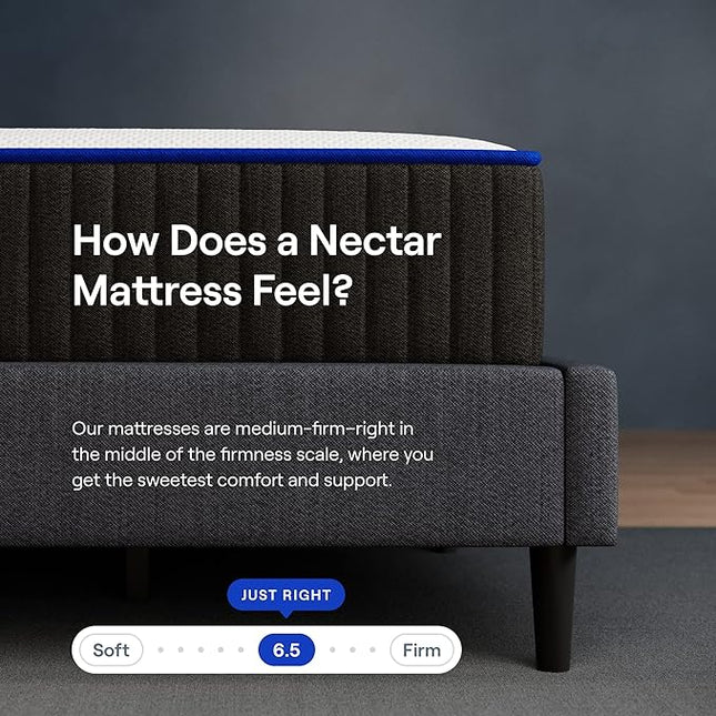 Nectar Premier Copper Twin 14” Mattress with Bed Frame & Headboard - Grey - Medium Firm Gel Memory Foam - Triple Action Cooling - 365-Night Trial - Forever Warranty - Easy Assembly - 8” Legs - Slats - LeafyLoom