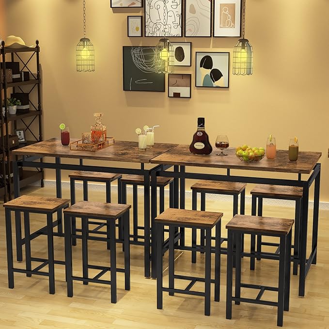DKLGG Dinner Table Set for 4, Modern Kitchen Table and Chairs for 4 Wooden Top and Adjustable Metal Legs, Small Dining Room Table Set 5 Pieces Compact Design for Small Space - LeafyLoom