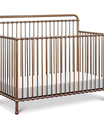NAMESAKE Winston 4-in-1 Convertible Metal Crib in Vintage Gold, Greenguard Gold Certified - LeafyLoom