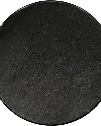 East West Furniture ANVA3-BLK-C 3 Piece Modern Dining Table Set Contains a Round Kitchen Table with Pedestal and 2 Linen Fabric Dining Room Chairs, 36x36 Inch, Black - LeafyLoom