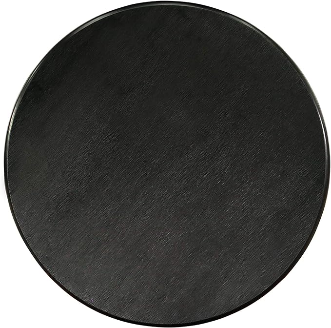 East West Furniture ANVA3-BLK-C 3 Piece Modern Dining Table Set Contains a Round Kitchen Table with Pedestal and 2 Linen Fabric Dining Room Chairs, 36x36 Inch, Black - LeafyLoom