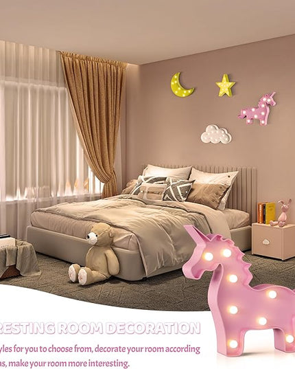 Pink Unicorn Decor, Battery Powered Unicorn Night Light for Kids, Unicorn Party Decorations, Unicorn Birthday Decorations for Girls, Pink Room Decor, Pink Decor, Pink Wall Decor - LeafyLoom
