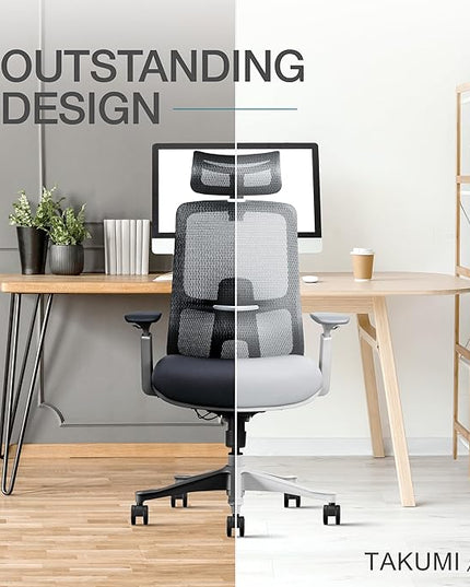 Takumi Ergonomic Office Chair Lumbar Support: Ergonomic Chair, Mesh Office Chair, Ergonomic Desk Chair, Best Desk Chair for Long Hours, Mesh Office Chair for Heavy People - Premium Cushion - LeafyLoom