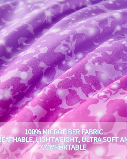 RYNGHIPY 6Pcs Sparkle Gradient Glitter Comforter Sets, Ombre Indigo Pink Gradient Bedding Set for Boys Girls, Rainbow Bed in A Bag Twin Size - LeafyLoom