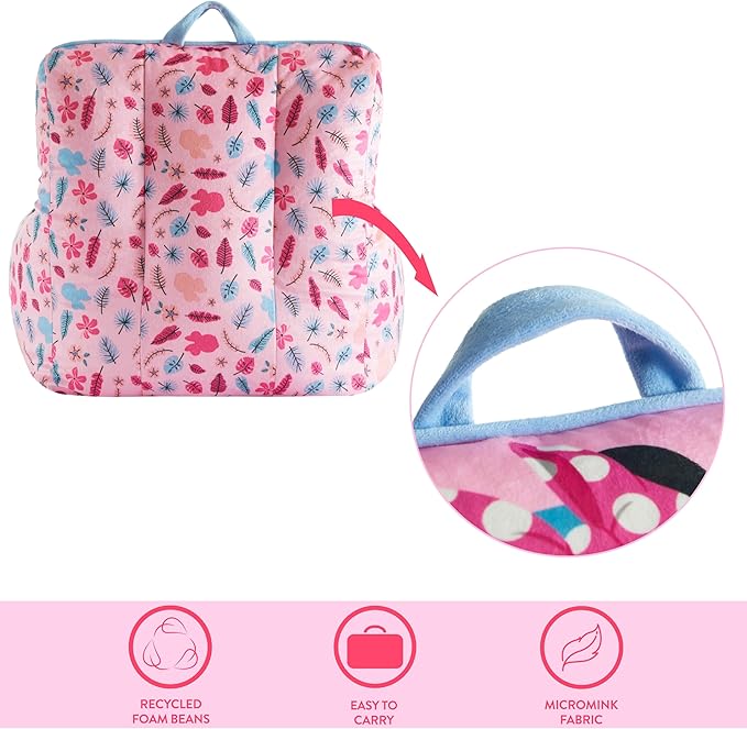 Idea Nuova Disney Minnie Mouse Smile Toddler Bean Bag Decorative Chair with Carry Handle, Large - LeafyLoom