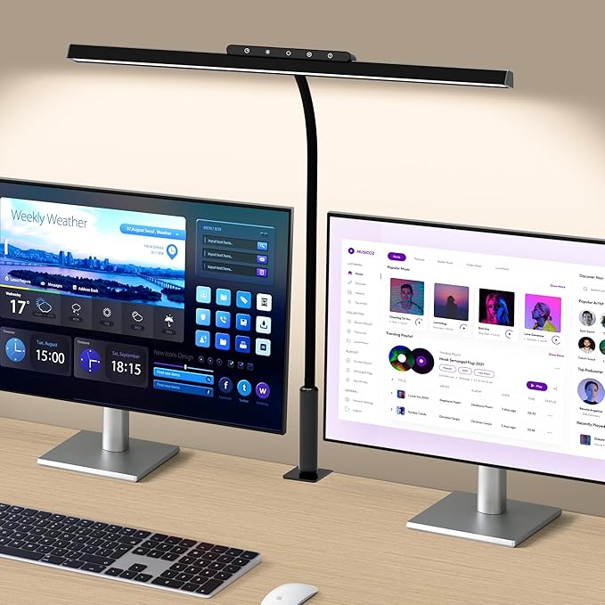 Desk Lamp, 3 Colors Stepless Dimming LED Desk Lamps for Home Office Adjustable Memory Desk Light with Clamp Touch Control Office Lamp Eye Caring Computer Light for Working Sewing(Black) - LeafyLoom