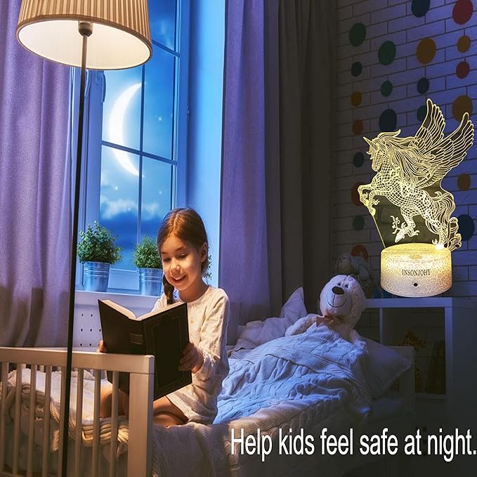 Unicorn Gifts Night Lights for Kids Night Light with Remote & Smart Touch 7 Colors + 16 Colors Changing Dimmable Unicorn Toys 3 4 5 6 7 8 9 Year Old Girl Boy Gifts (Unicorn Pegasus) - LeafyLoom